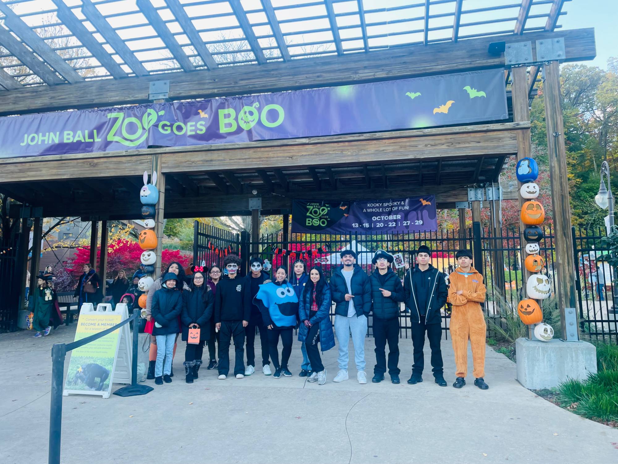 Student group at John Ball Zoo Halloween Event